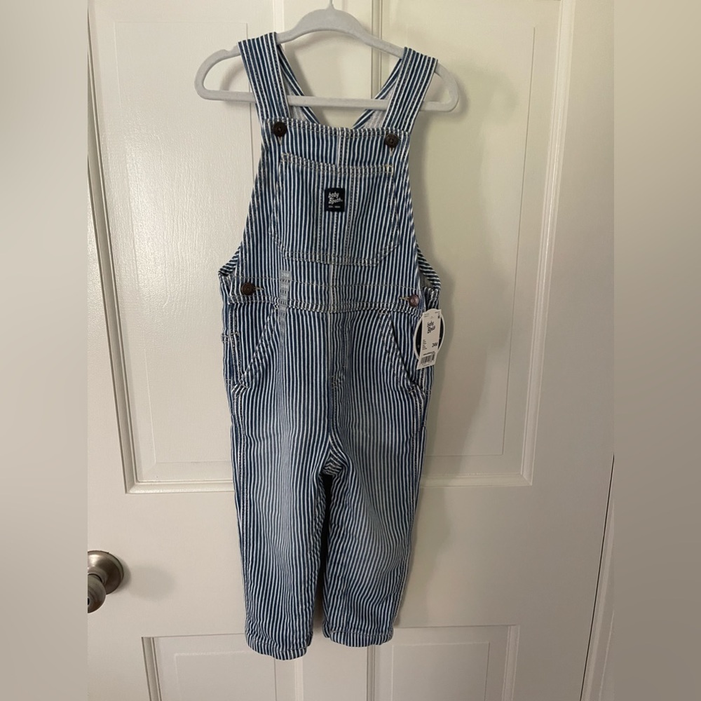 OshKosh Knit-Like Denim Hickory Stripe Overalls